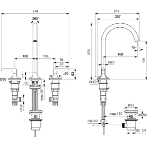 Изображение товара смеситель для раковины с донным клапаном ideal standard joy bd144a5