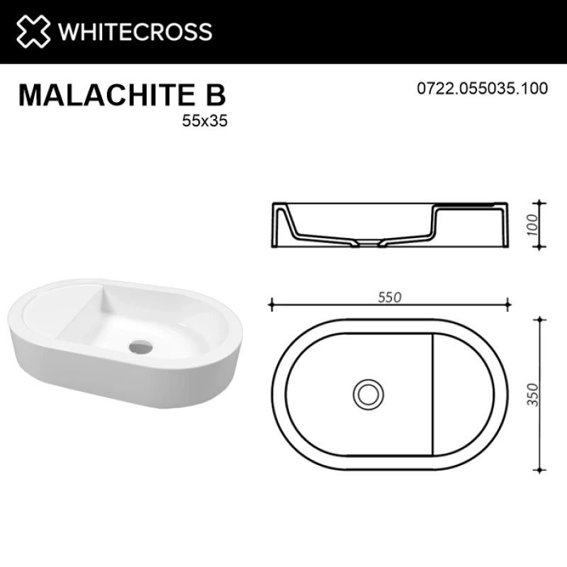 Раковина 55x35 см Whitecross Malachite B 0722.055035.100