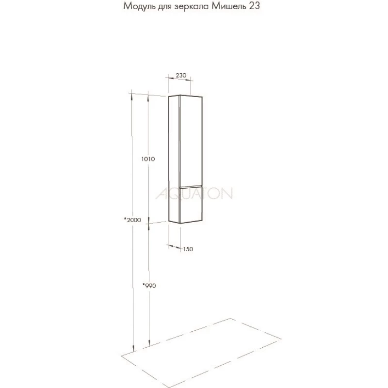 Модуль для зеркала 23x101 см дуб эндгрейн/белый матовый L Акватон Мишель 1A244303MIX40