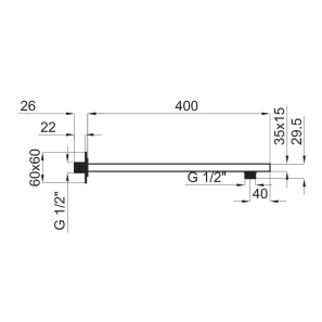 Изображение товара кронштейн для верхнего душа 400 мм noken recto n807993291