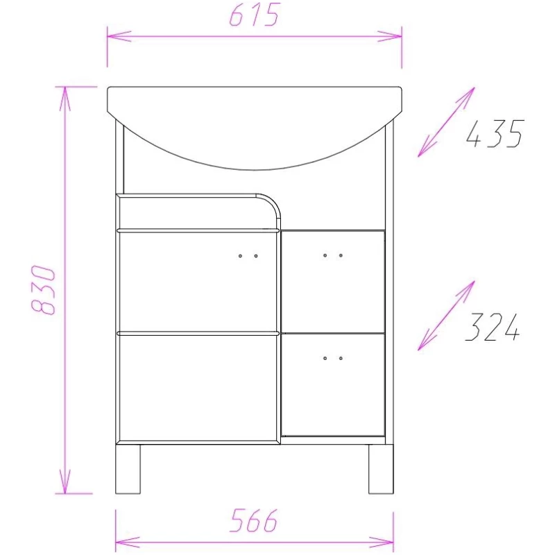 Комплект мебели белый глянец/ясень шимо 61,5 см Onika Стиль 106032 + 1.3120.3.S00.11B.0 + 205833