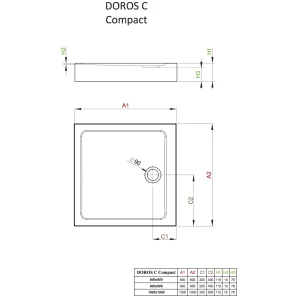 Изображение товара акриловый поддон 80x80 см radaway doros c compact sdrc8080-05