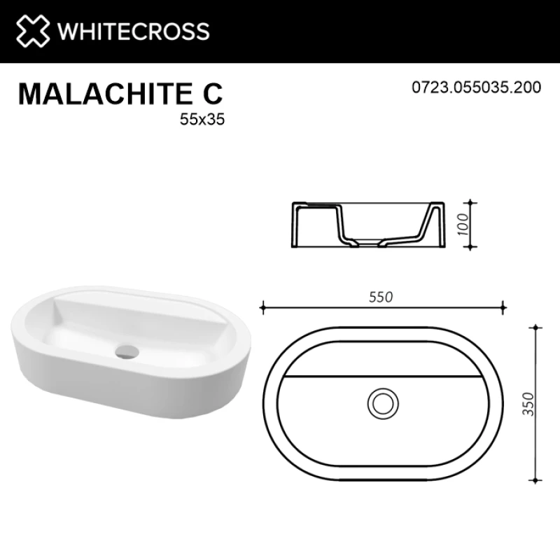 Раковина 55x35 см Whitecross Malachite C 0723.055035.200