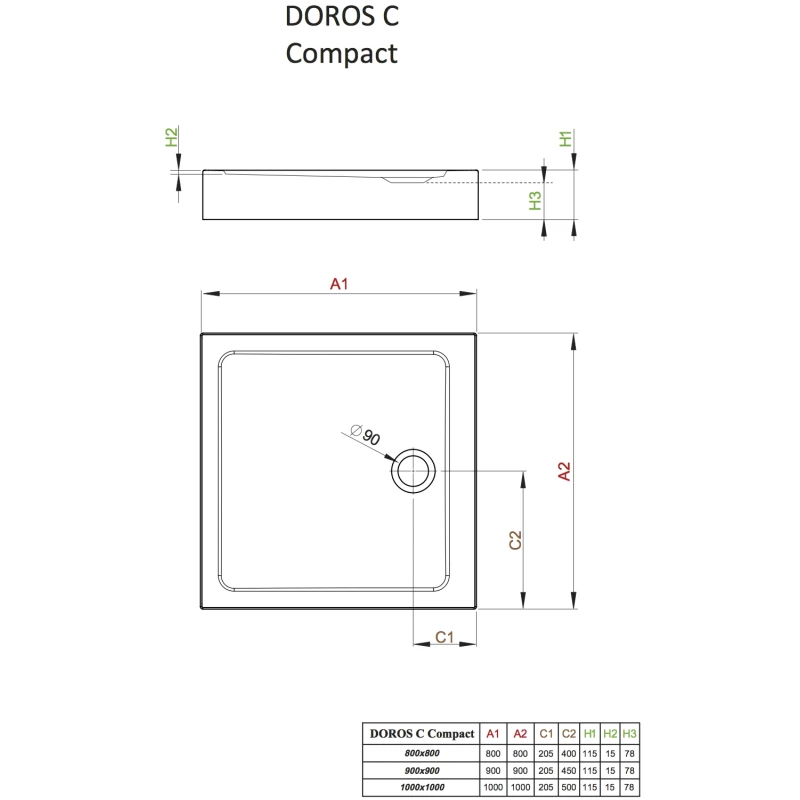 Акриловый поддон 100x100 см Radaway Doros C Compact SDRC1010-05