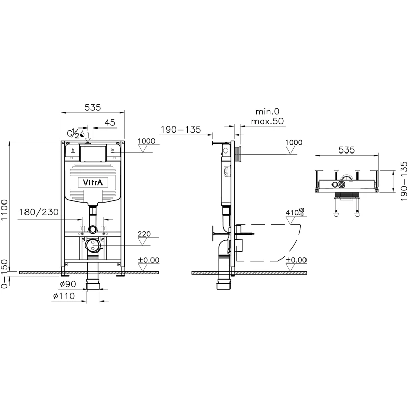 Комплект подвесной унитаз + система инсталляции VitrA S40 9005B003-7211