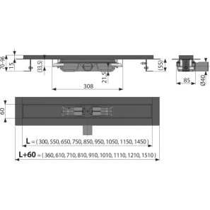 Изображение товара душевой канал 1510 мм черный матовый alcaplast apz101black-1450