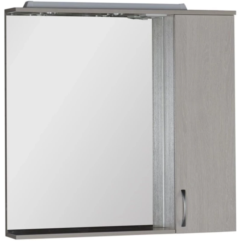 Зеркальный шкаф 90x87 см с подсветкой белый дуб Aquanet Донна 00169178