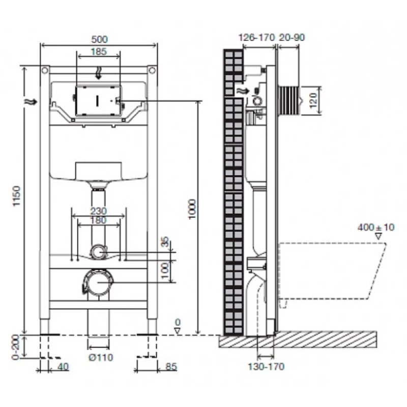 Комплект подвесной унитаз Esbano Clavel ESUPCLAVW + система инсталляции Jacob Delafon E5504-NF + E4316-CP