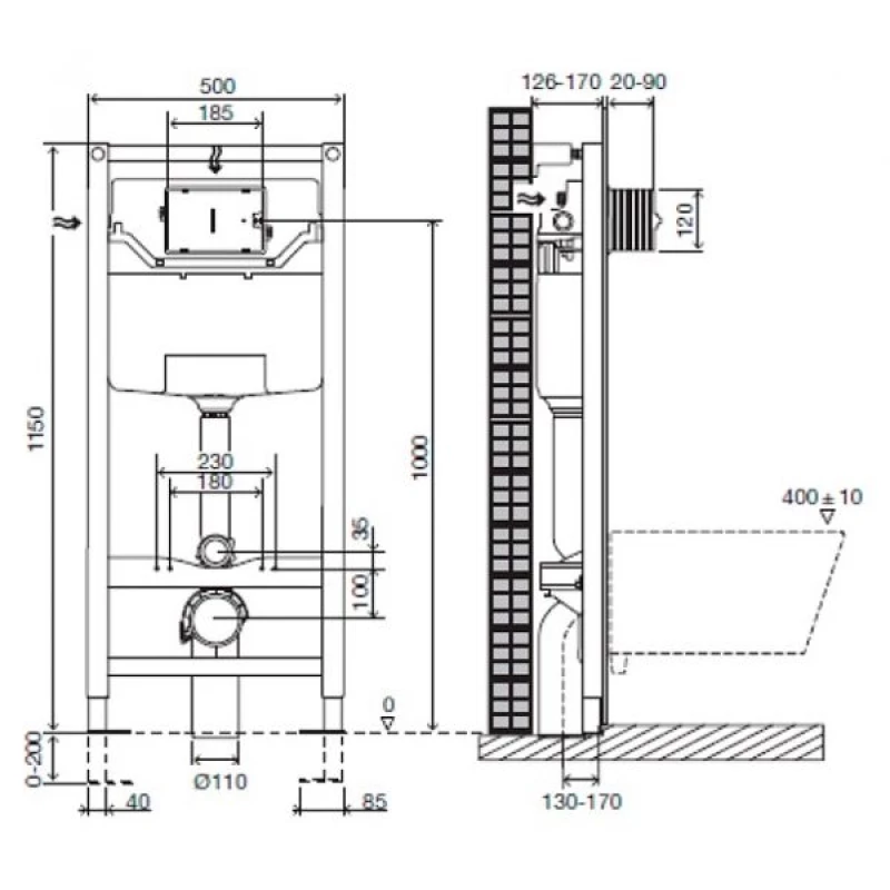 Комплект подвесной унитаз Cersanit Carina MZ-CARINA-COn-DL + система инсталляции Jacob Delafon E5504-NF + E4316-CP