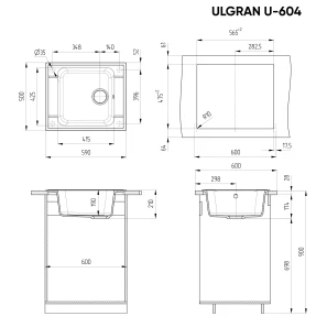 Изображение товара кухонная мойка ulgran черный u-604-308