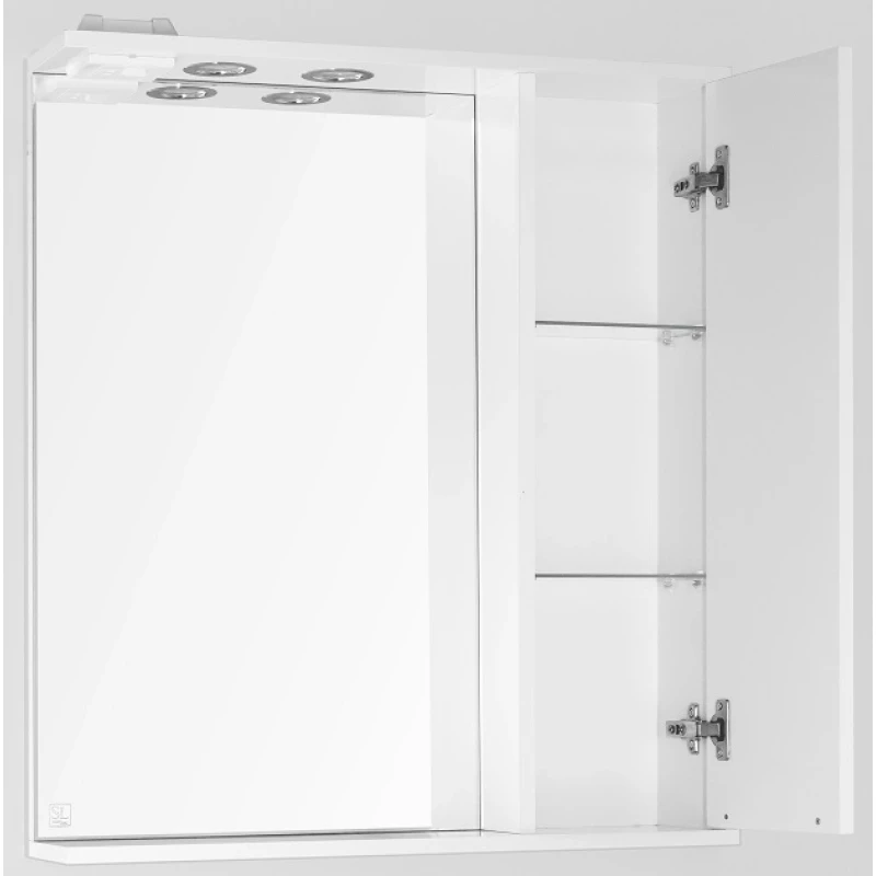 Зеркальный шкаф 70x83 см белый глянец Style Line Жасмин ЛС-00000042