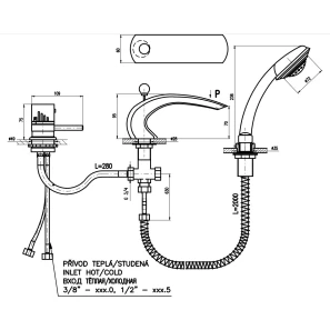 Изображение товара смеситель на борт ванны термостатический rav slezak dunaj dt272.5s