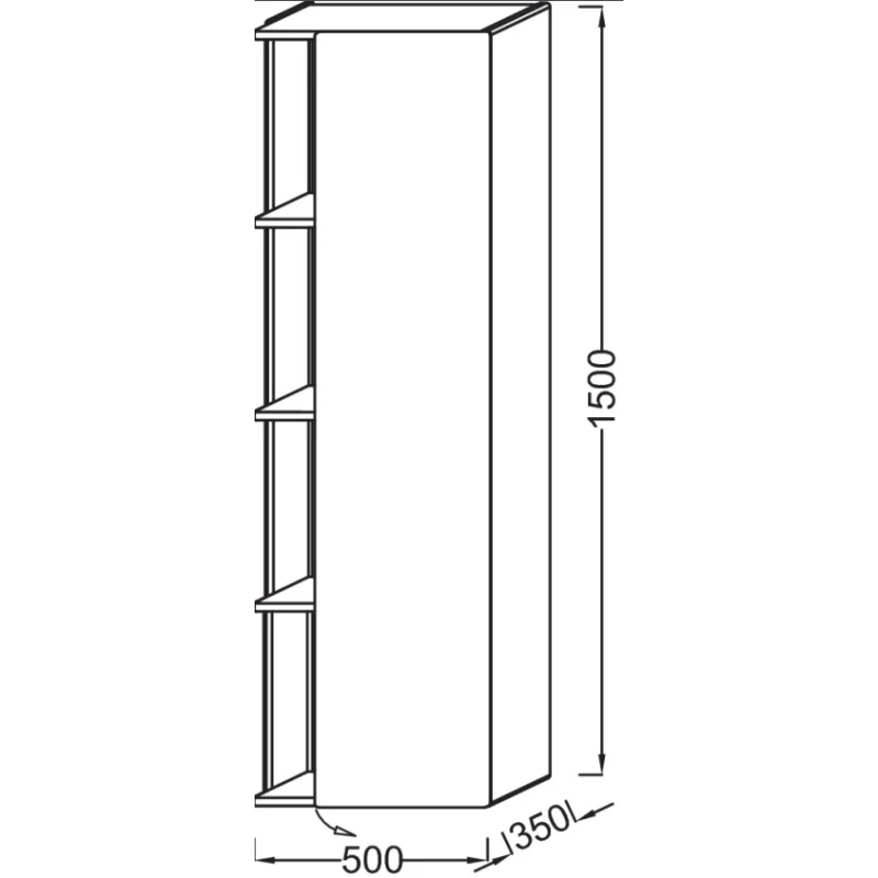Подвесная колонна правосторонняя серый антрацит глянец Jacob Delafon Terrace EB1179D-442