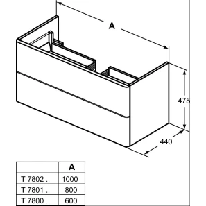 Изображение товара тумба белый глянец 80 см 2 ящика ideal standard softmood t7801wg