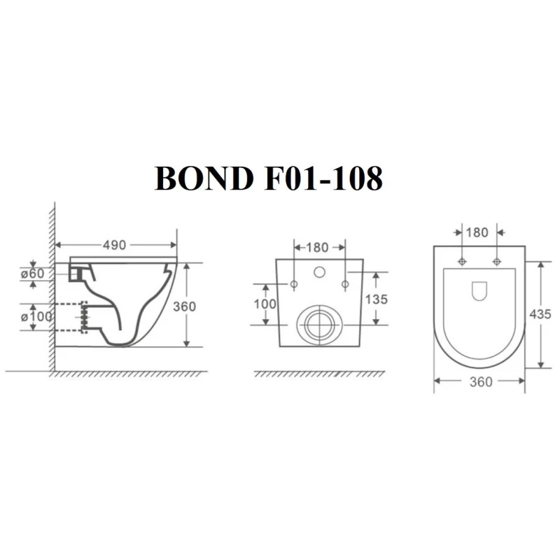 Комплект подвесной унитаз Bond Oval F01-108 + система инсталляции Grohe 38811kf0