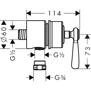 Изображение товара подключение для душевого шланга с запорным вентелем axor montreux 16883820