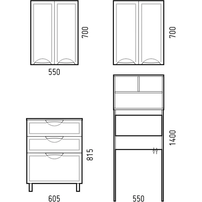 Шкаф двустворчатый подвесной 55x70 см белый глянец Corozo Монро SD-00000367