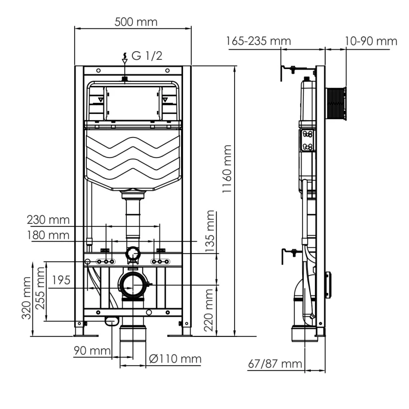Монтажный элемент для подвесного унитаза WasserKRAFT Aller 10 10TLT.010.ME.MG01
