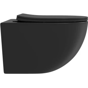Изображение товара унитаз подвесной aqueduto ovo ovo0140 безободковый, с сиденьем микролифт, черный матовый