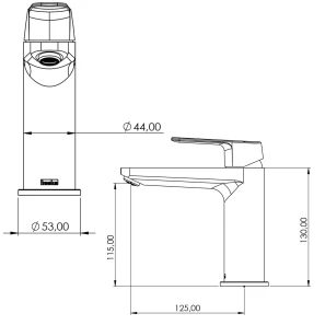 Изображение товара смеситель для раковины без донного клапана teska quars e5617