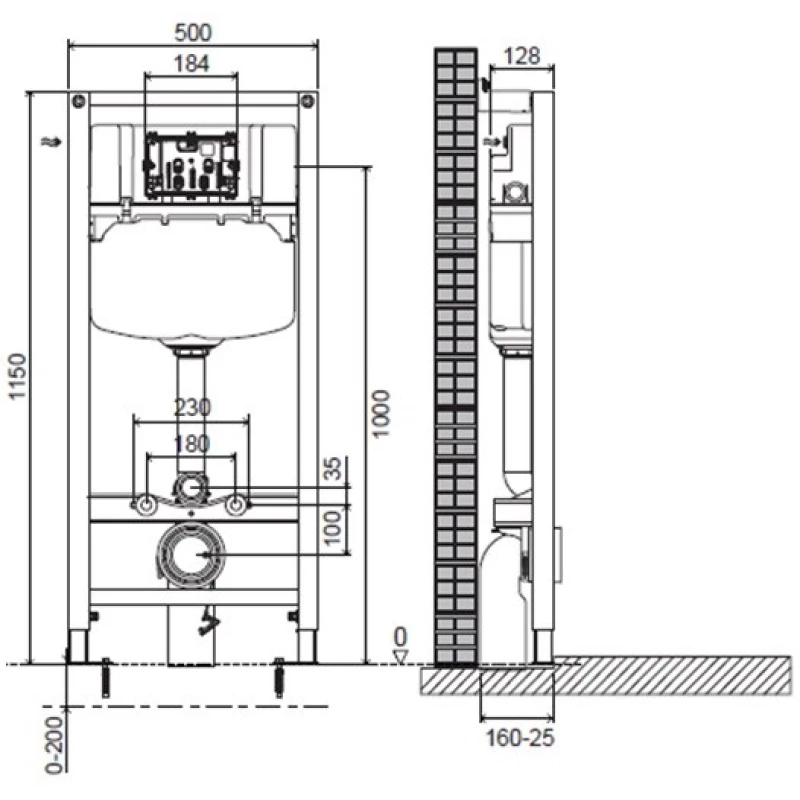 Комплект подвесной унитаз Orange C03-100W + система инсталляции Jacob Delafon E24156-NF + E20859-7-BMT