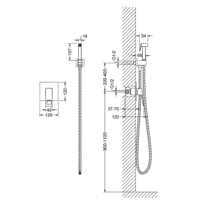 Изображение товара гигиенический душ timo briana 7189/03sm со смесителем, черный матовый