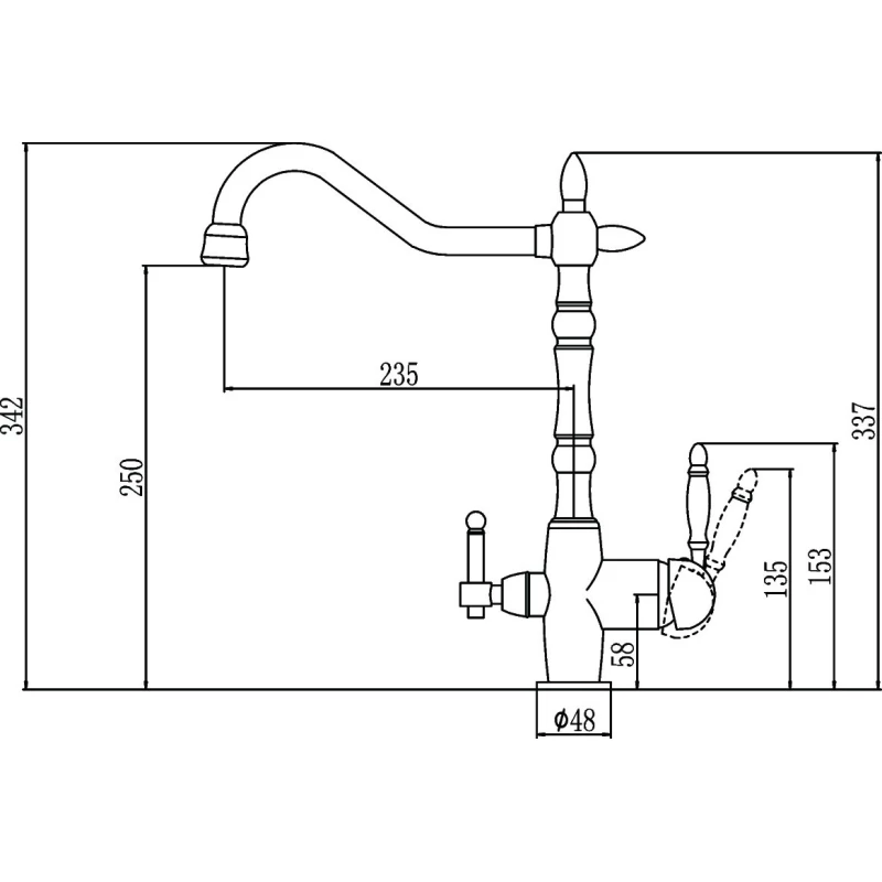 Смеситель для кухни с подключением к фильтру Savol S-L1803B