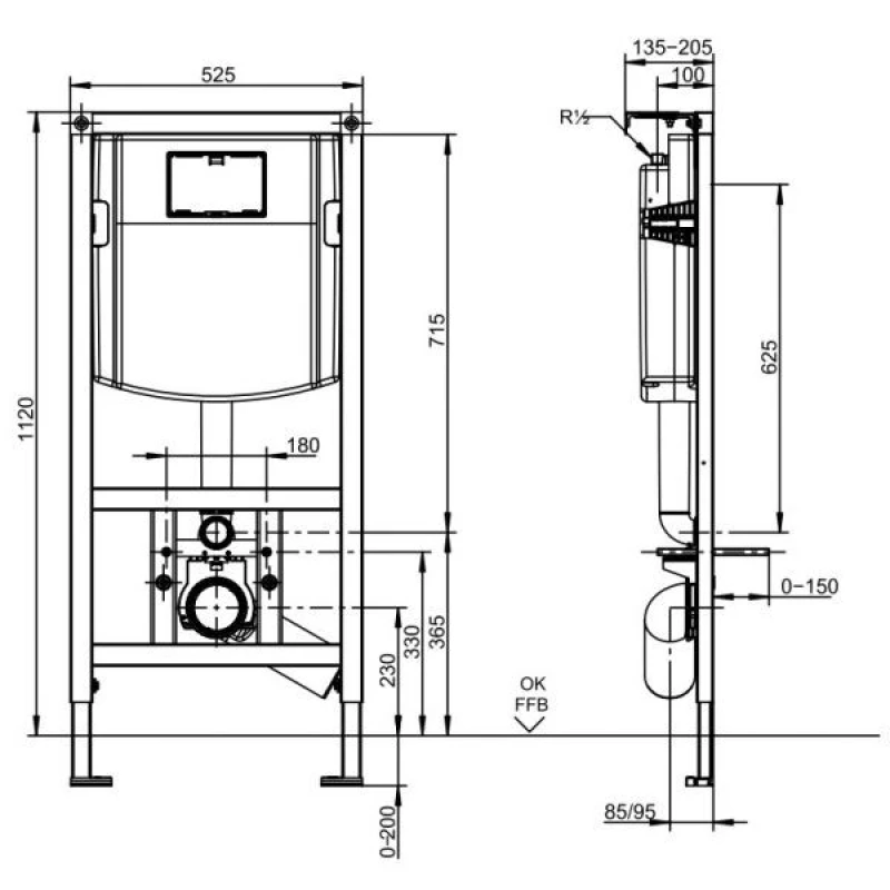 Комплект подвесной унитаз Cersanit Carina MZ-CARINA-COn-DL + система инсталляции Villeroy & Boch ViConnect 92246100