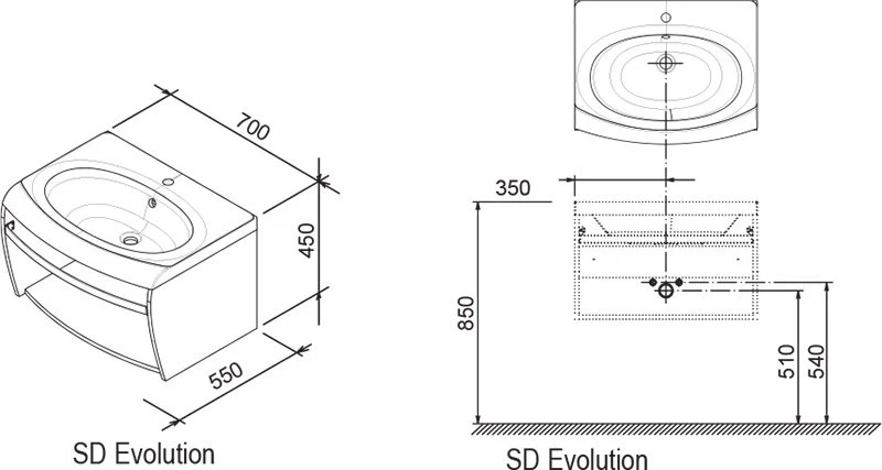 Тумба 70 см белый глянец Ravak SD Evolution X000000364