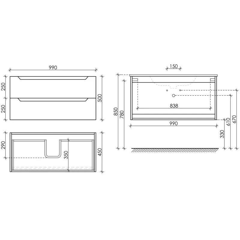 Комплект мебели белый глянец 101 см Sancos Norma 2.0 NR2.0100W + CN7003 + PA1000