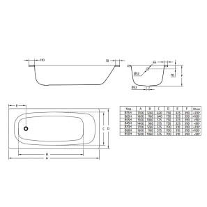 Изображение товара стальная ванна 170x75 см отверстиями для ручек blb universal hg b75h handles