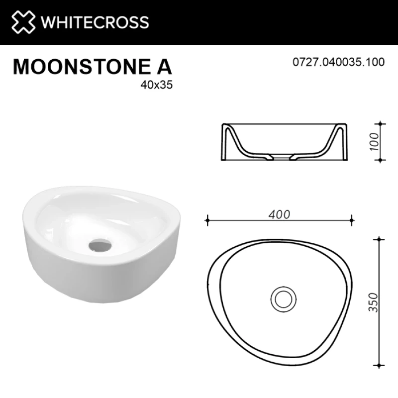 Раковина 40x35 см Whitecross Moonstone A 0727.040035.100
