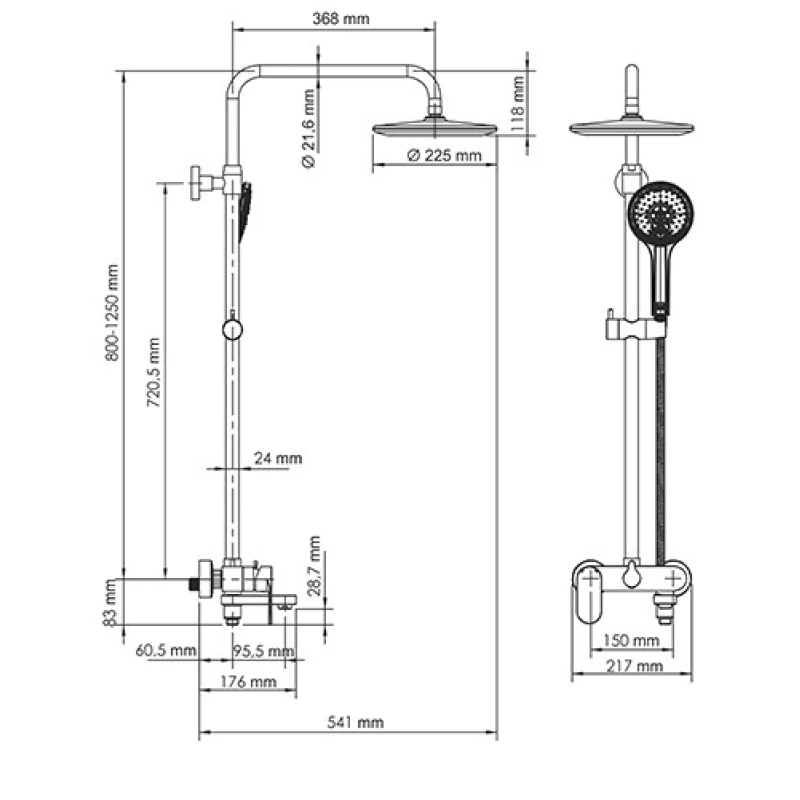 Душевая система 225 мм WasserKRAFT Mindel A18501