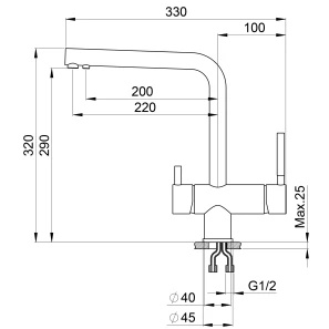 Изображение товара смеситель для кухни с подключением к фильтру granula шварц 2305sv