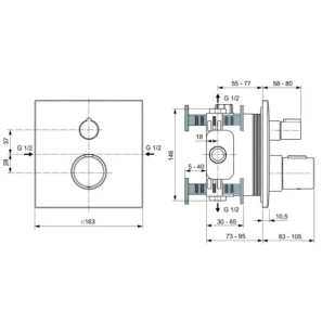 Изображение товара термостат для душа ideal standard ceratherm c100 a6956gn