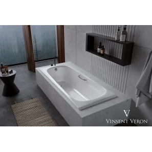 Изображение товара чугунная ванна 150x70 см с отверстиями для ручек vinsent veron concept vco1507042h