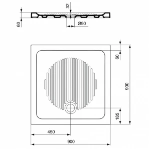 Изображение товара керамический поддон 90x90 см ideal standard connect t266201