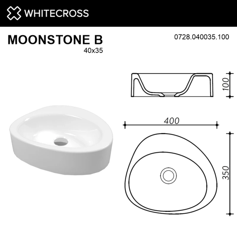 Раковина 40x35 см Whitecross Moonstone B 0728.040035.100