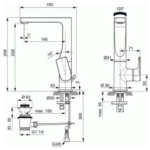 Изображение товара смеситель для раковины с донным клапаном ideal standard edge a7110aa