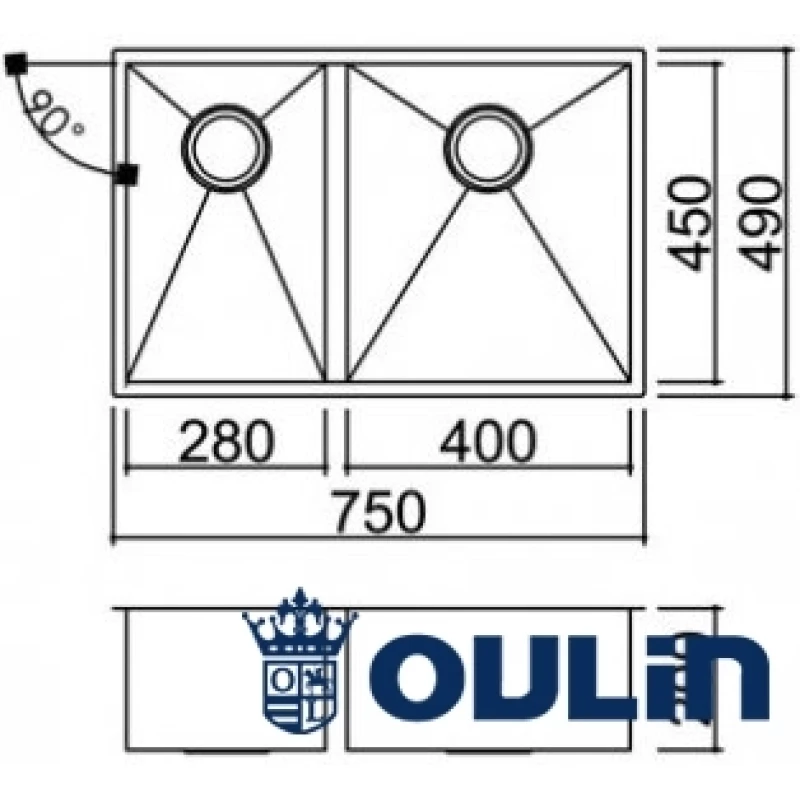 Кухонная мойка Oulin матовая сталь OL-F202