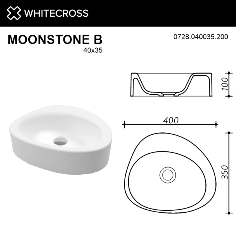 Раковина 40x35 см Whitecross Moonstone B 0728.040035.200