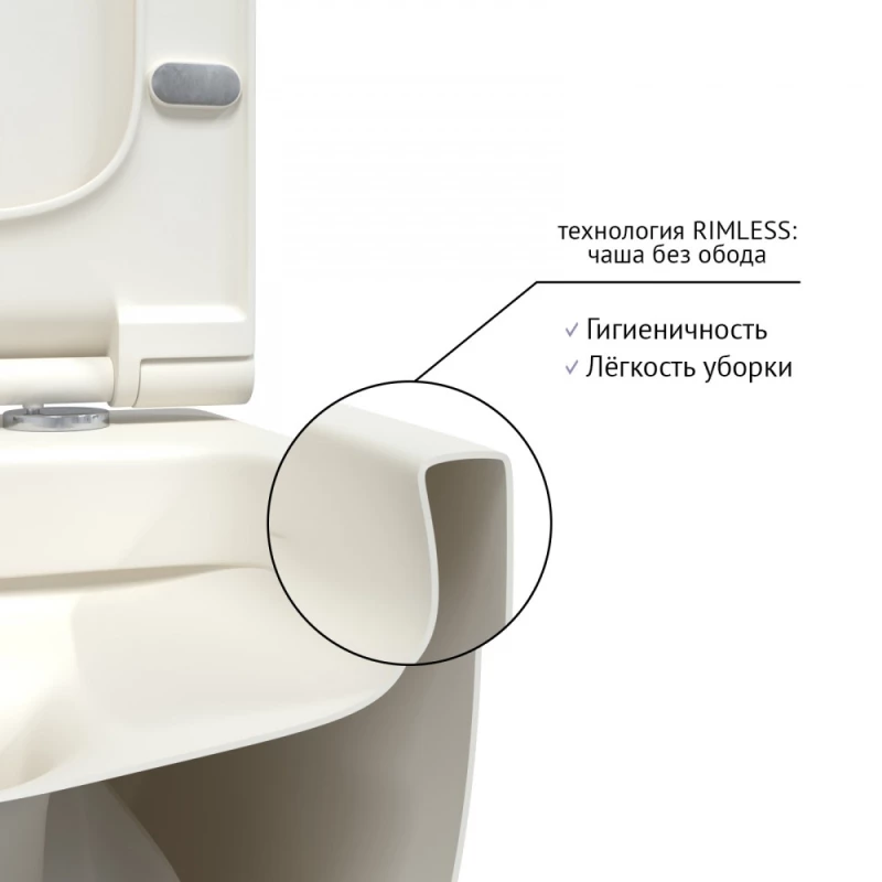 Подвесной безободковый унитаз с сиденьем микролифт Berges Ego XL 082228