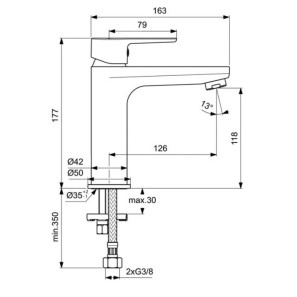 Изображение товара смеситель для раковины без донного клапана ideal standard cerafine o bc554aa