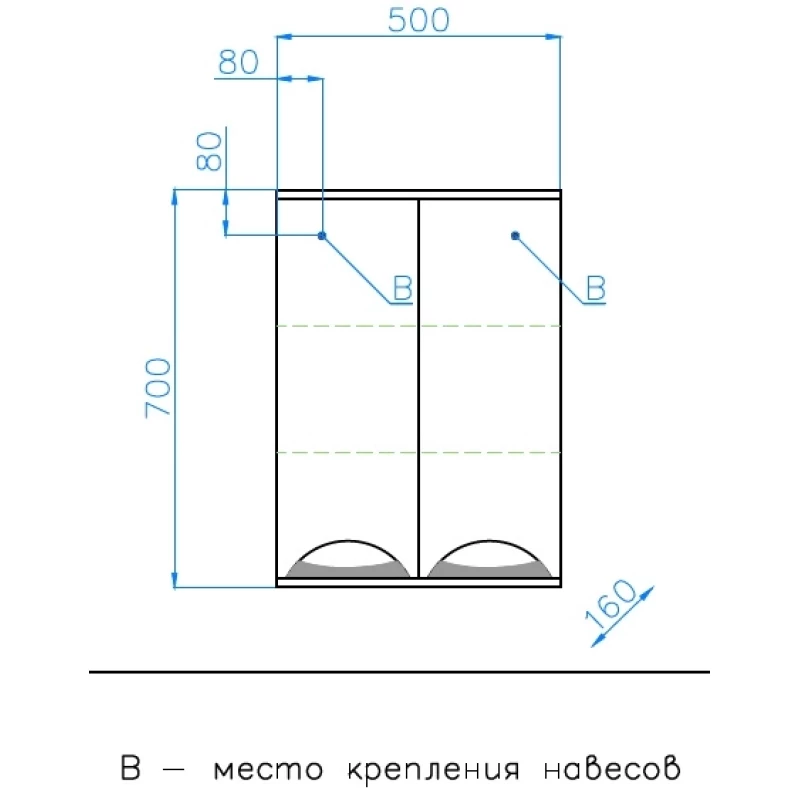 Шкаф двустворчатый подвесной 50x70 см белый глянец Style Line Жасмин ЛС-00000643