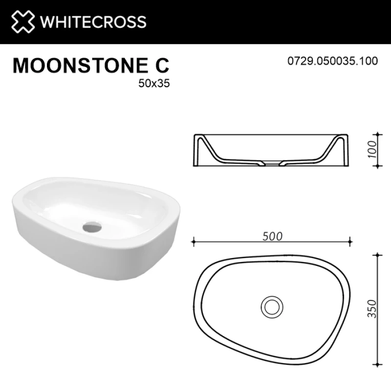 Раковина 50x35 см Whitecross Moonstone C 0729.050035.100