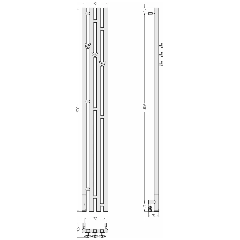 Полотенцесушитель электрический 1500x159 белый глянец МЭМ левый Сунержа Кантата 3.0 12-5846-1516