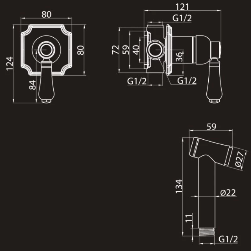 Гигиенический комплект Elghansa Terrakotta 34C0686-Black (Set-84)