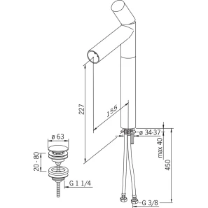Изображение товара смеситель для раковины с донным клапаном oras alessi dot 8601f