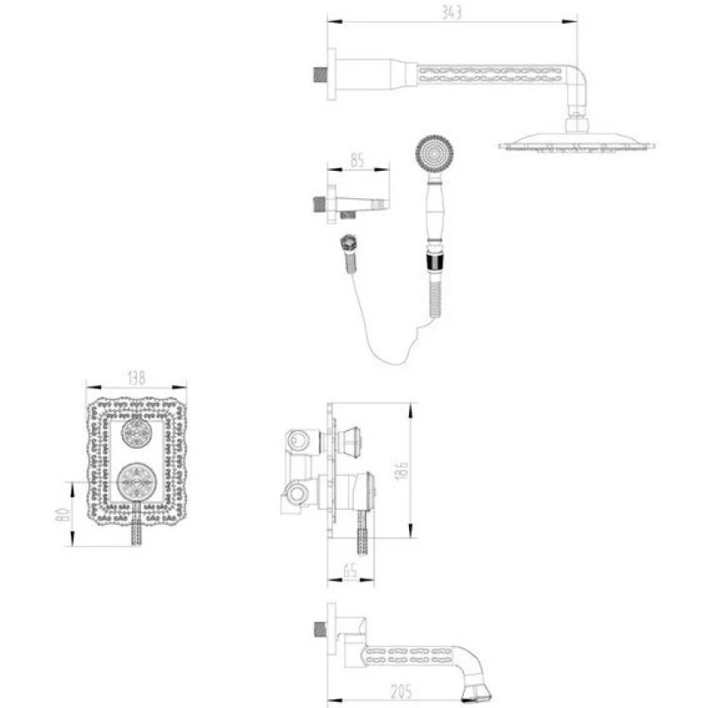 Душевой комплект Zorg Antic A 104DS-BR
