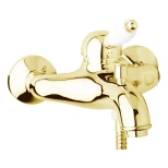 Изображение товара смеситель для ванны золото 24 карат, ручка белая cezares elite elite-vm-03/24-bi